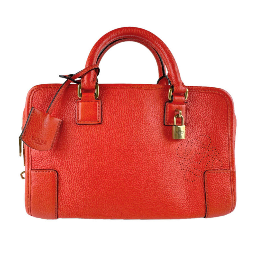 Loewe Amazona Leather 2way Shoulder Bag Orange Gold